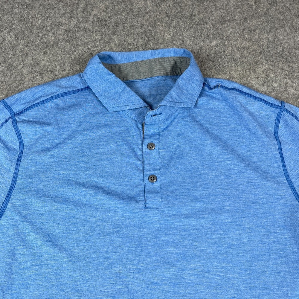 Lululemon Men's Performance‎ Polo Shirt Large Heather Blue Golf Stretch Tech